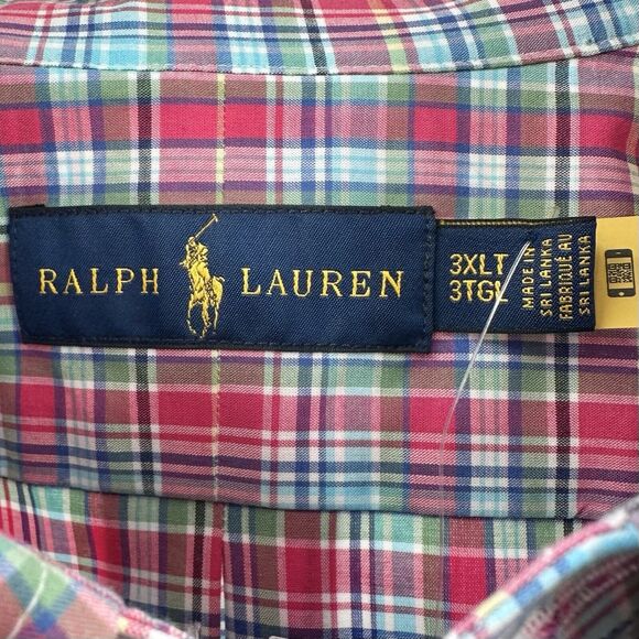 Polo Ralph Lauren Mens Shirt 3XLT Button Up Plaid Multicolor Pink Stretch NEW - Picture 7 of 12